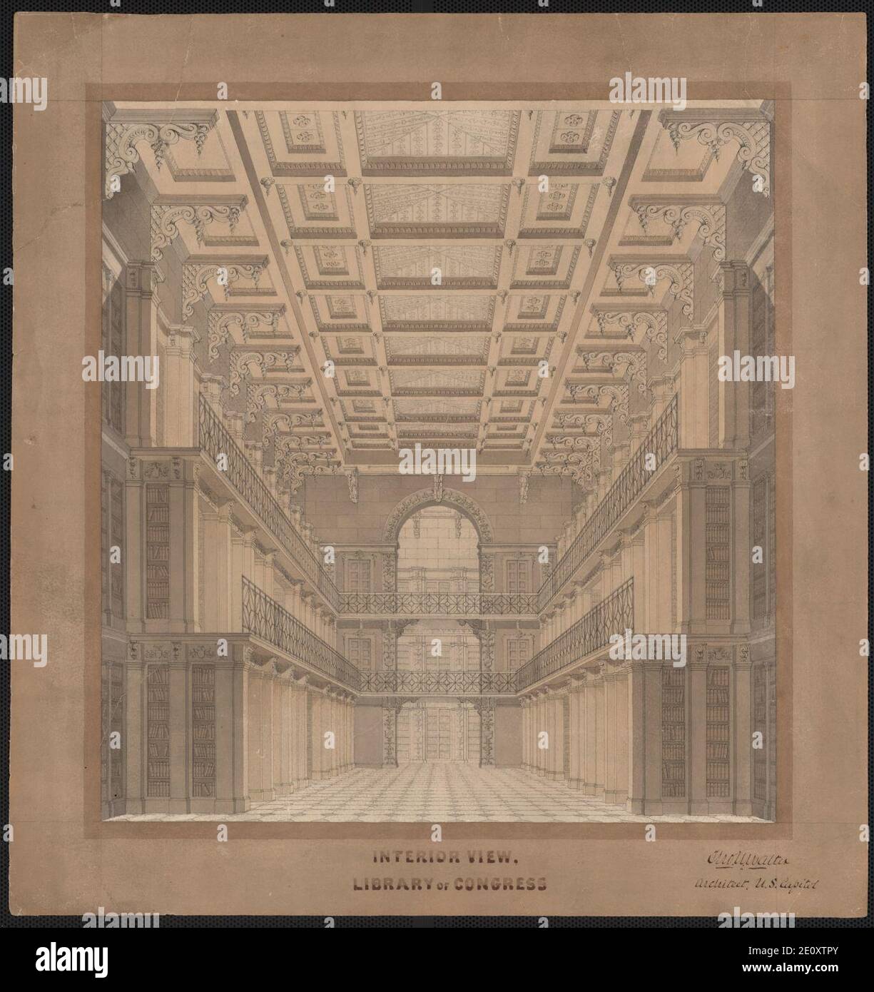 La Biblioteca del Congresso negli Stati Uniti Capitol, Washington D.C. Interno in prospettiva Foto Stock