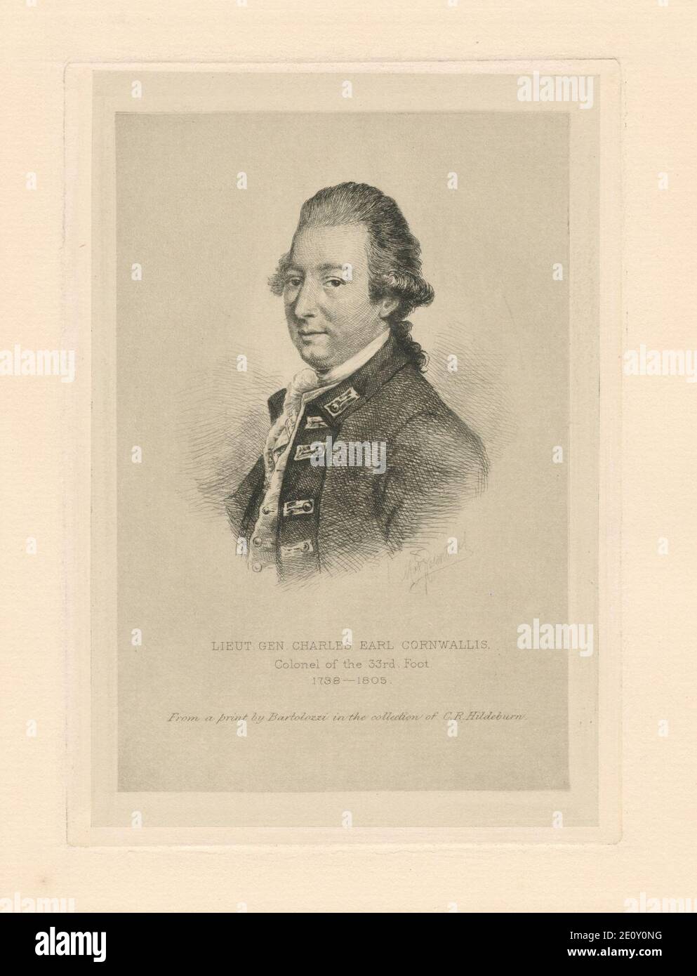 Lieut. Gen. Charles Earl Cornwallis, Colonnello del 33 ° Foto Stock