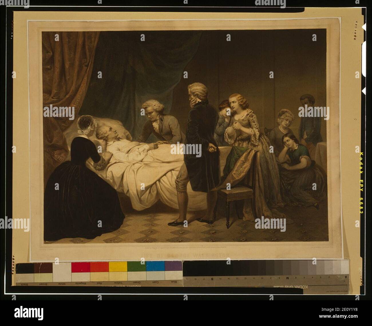 Vita di George Washington la morte cristiana - - dipinto da Stearns ; lith. Di Régnier, imp. Lemercier, Parigi. Foto Stock