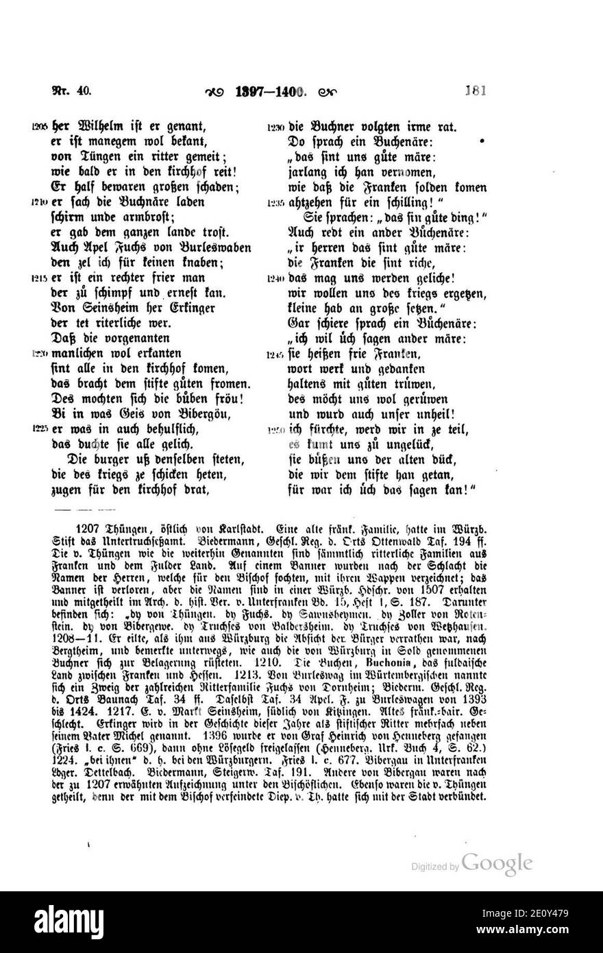 Liliencron Die Historischen Volkslieder der Deutschen 1 181. Foto Stock