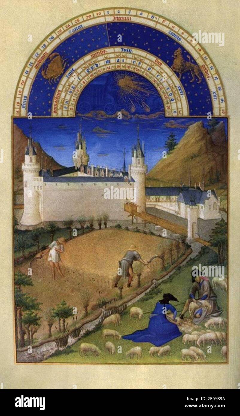 Fratelli Limbourg - Les très riches heures du Duc de Berry - Juillet (luglio) Foto Stock