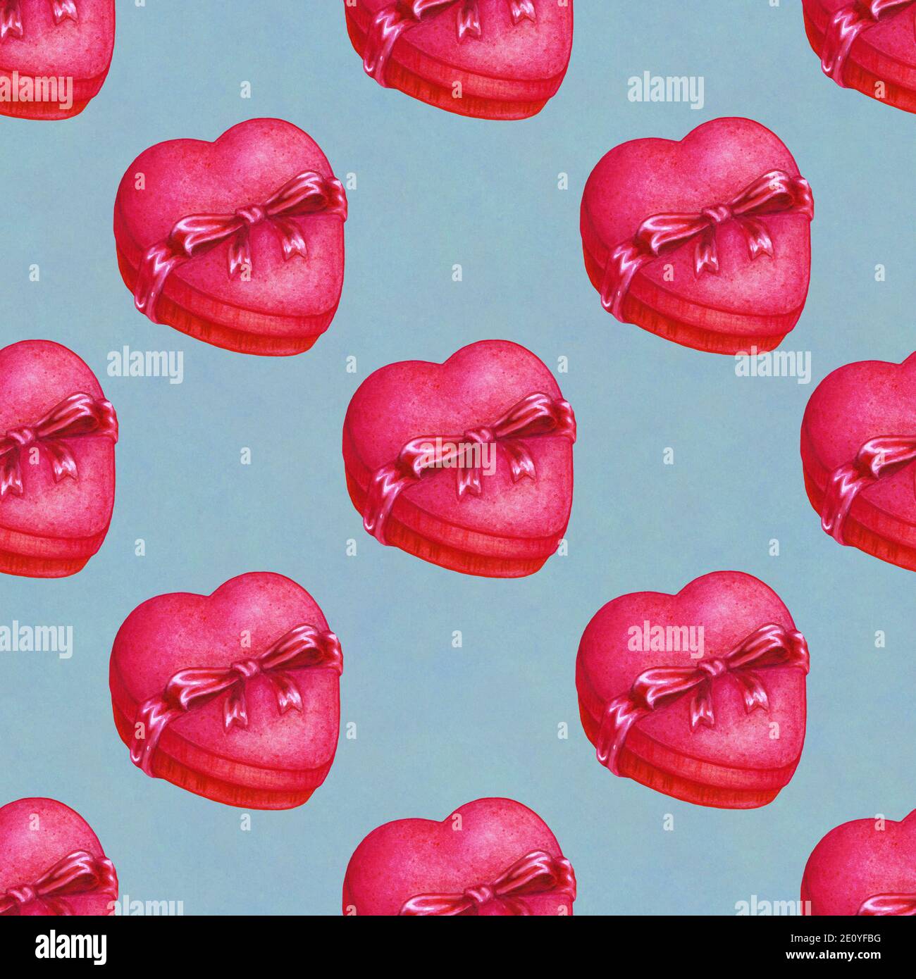 Scatole a forma di cuore acquerello. San Valentino di background. Ripetizione senza giunture Foto Stock