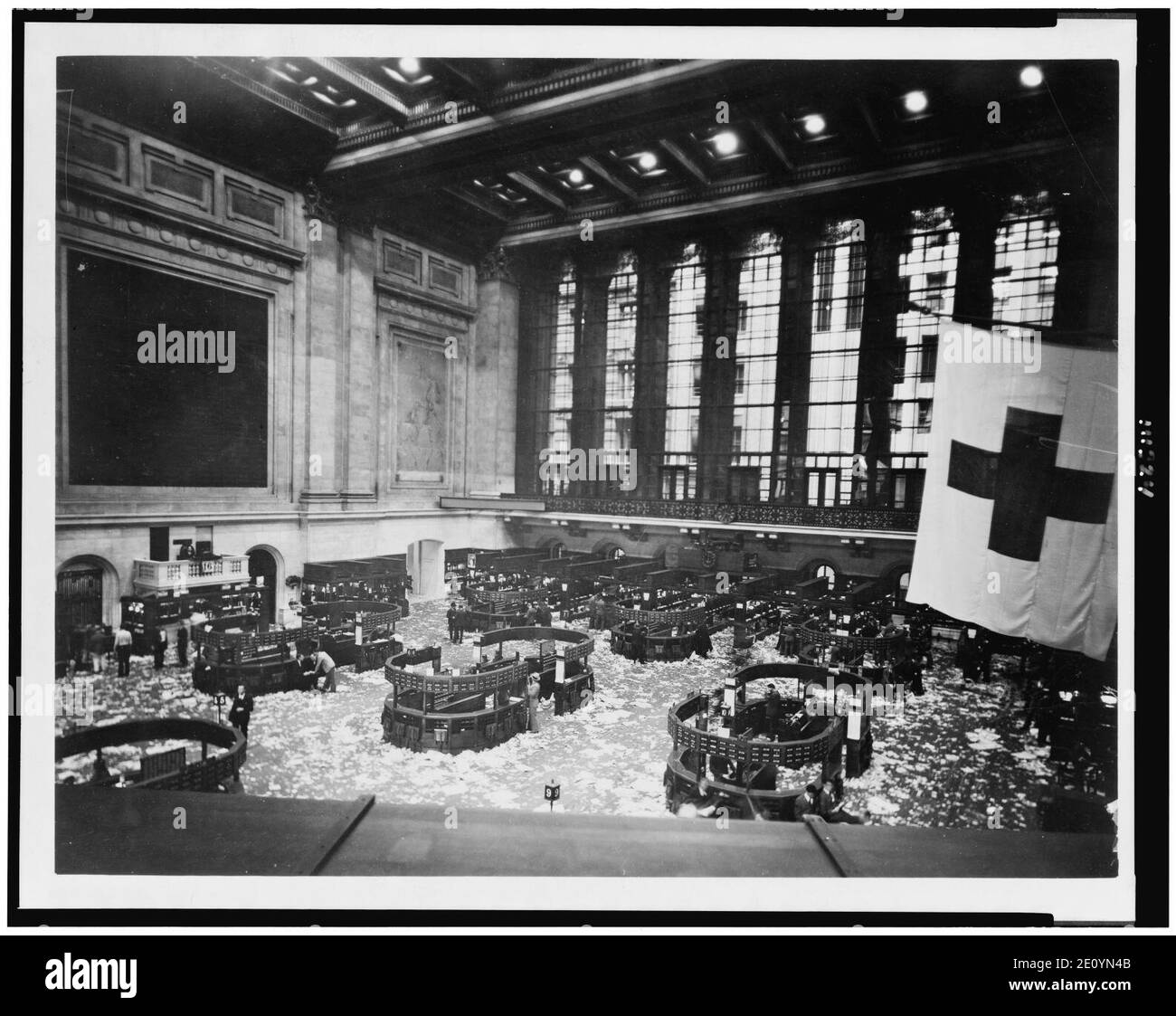 Disseminato Piano di Stock Exchange dopo la sessione di mercato, New York City Foto Stock