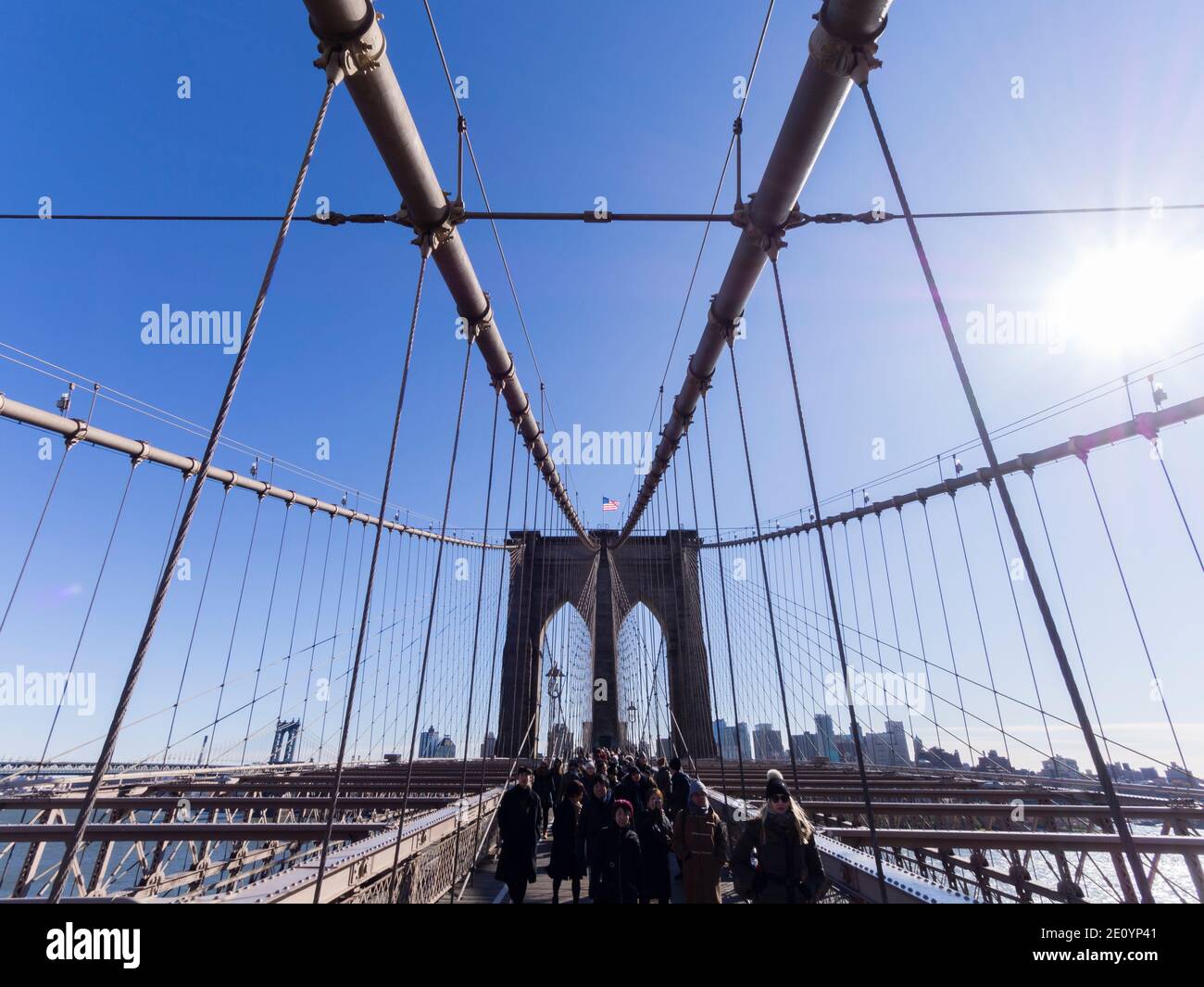 New York City, NY (USA) - 16 novembre 2019: Ponte di Brooklyn Foto Stock