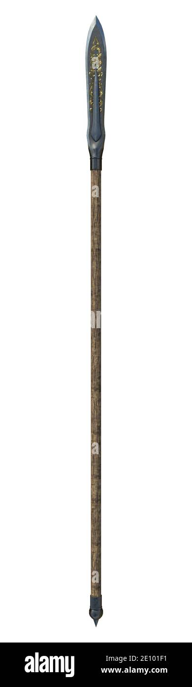 lancia lunga, arma, su uno sfondo bianco isolato. illustrazione 3d Foto Stock