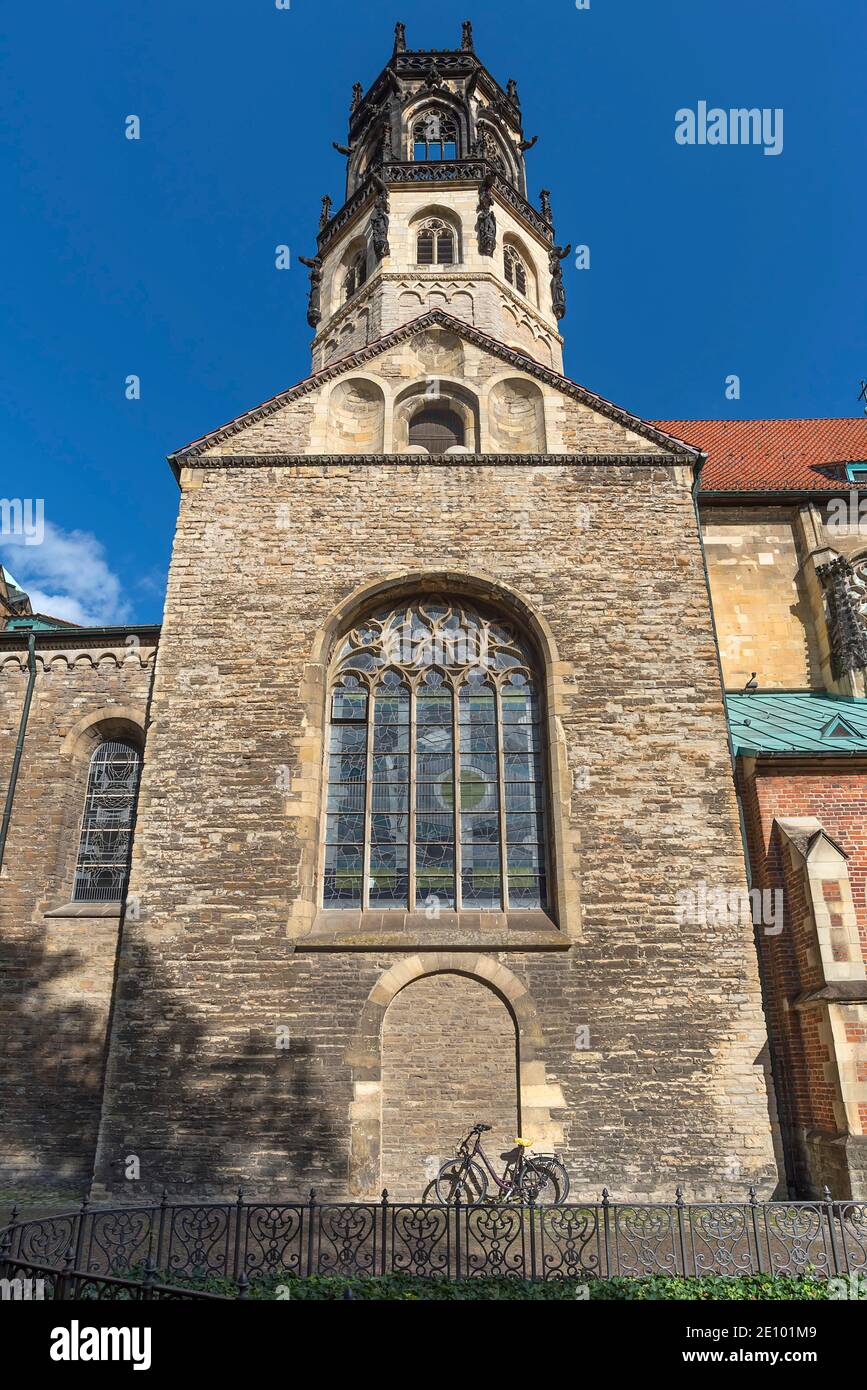 Torre della chiesa di San Ludgeri, Münster, Nord Reno-Westfalia, Germania, Europa Foto Stock