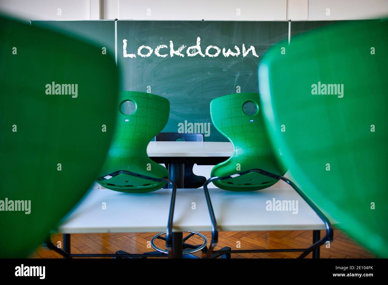 Consiglio con iscrizione LOCKDOWN, hard lockdown dal 16.12.2020 in Germania, in classe, Corona Crisis, Germania, Europa Foto Stock