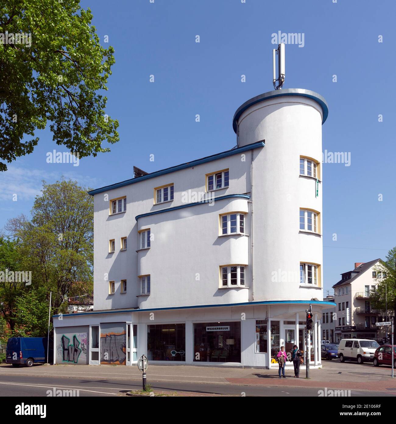 Edificio residenziale e di uffici nel Mar Nero, stile architettonico Neue Sachlichkeit, sobborgo orientale, Brema, Germania, Europa Foto Stock