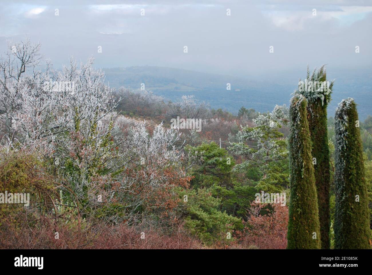 Vista sulle montagne nel Luberon, Francia Foto Stock