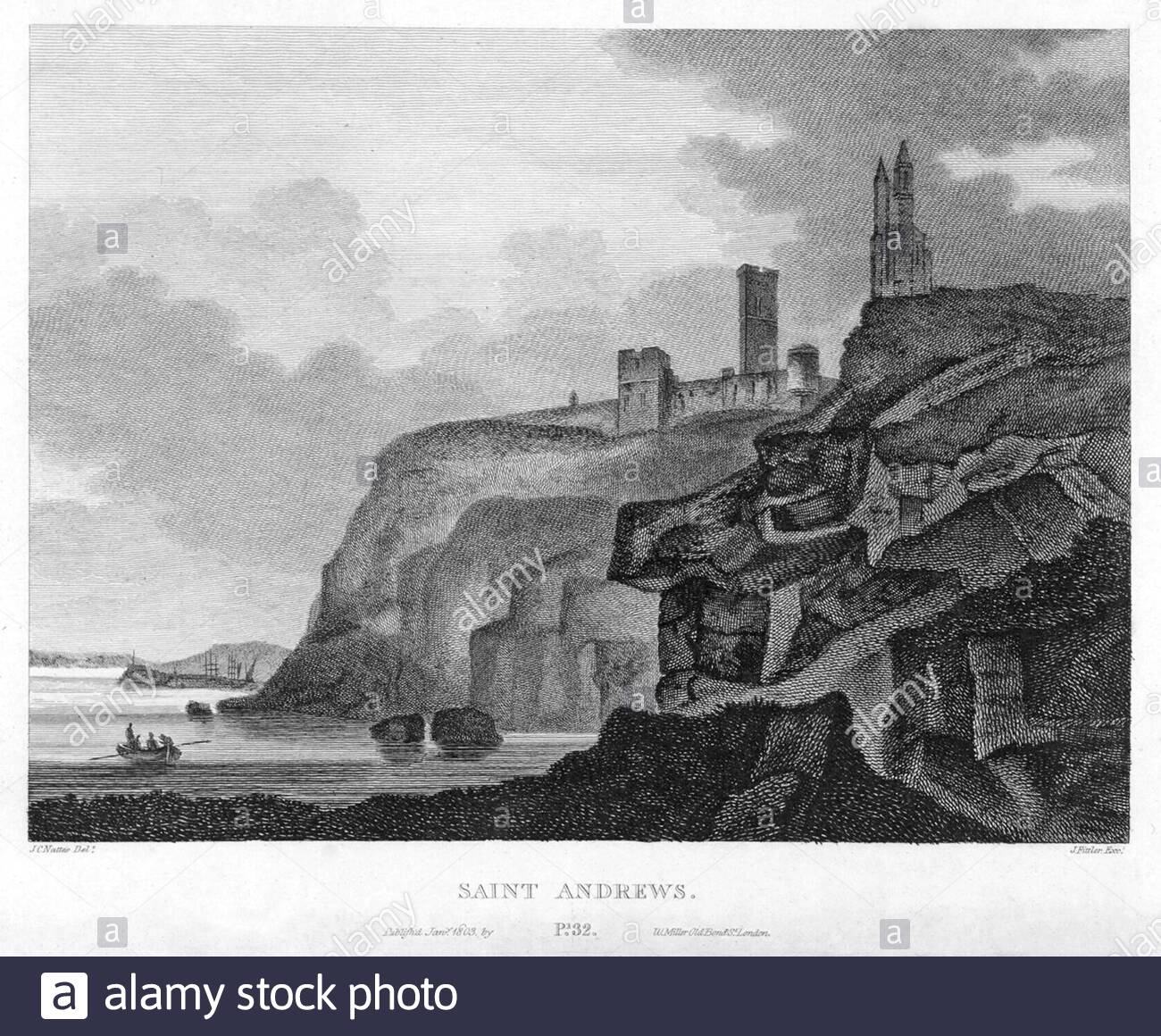 St. Andrews, Scozia, incisione d'annata del 1804 Foto Stock