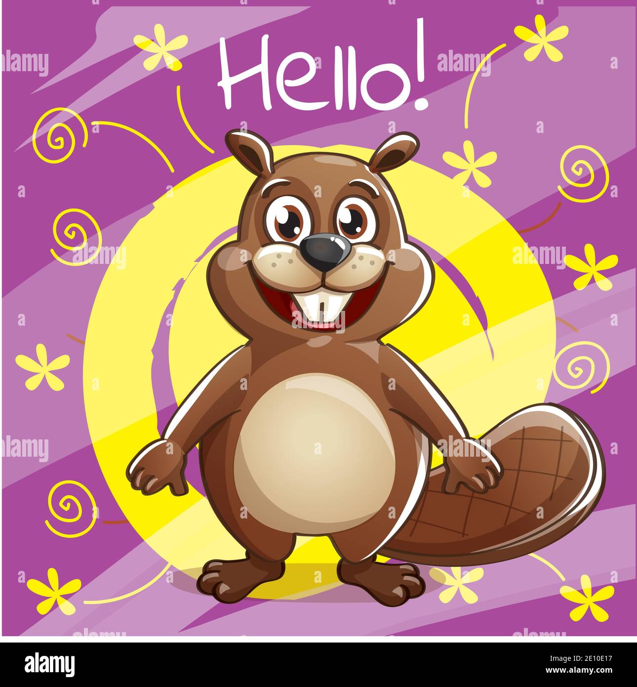 Illustrazione vettoriale del cartoon beaver. Ciao. Illustrazione Vettoriale
