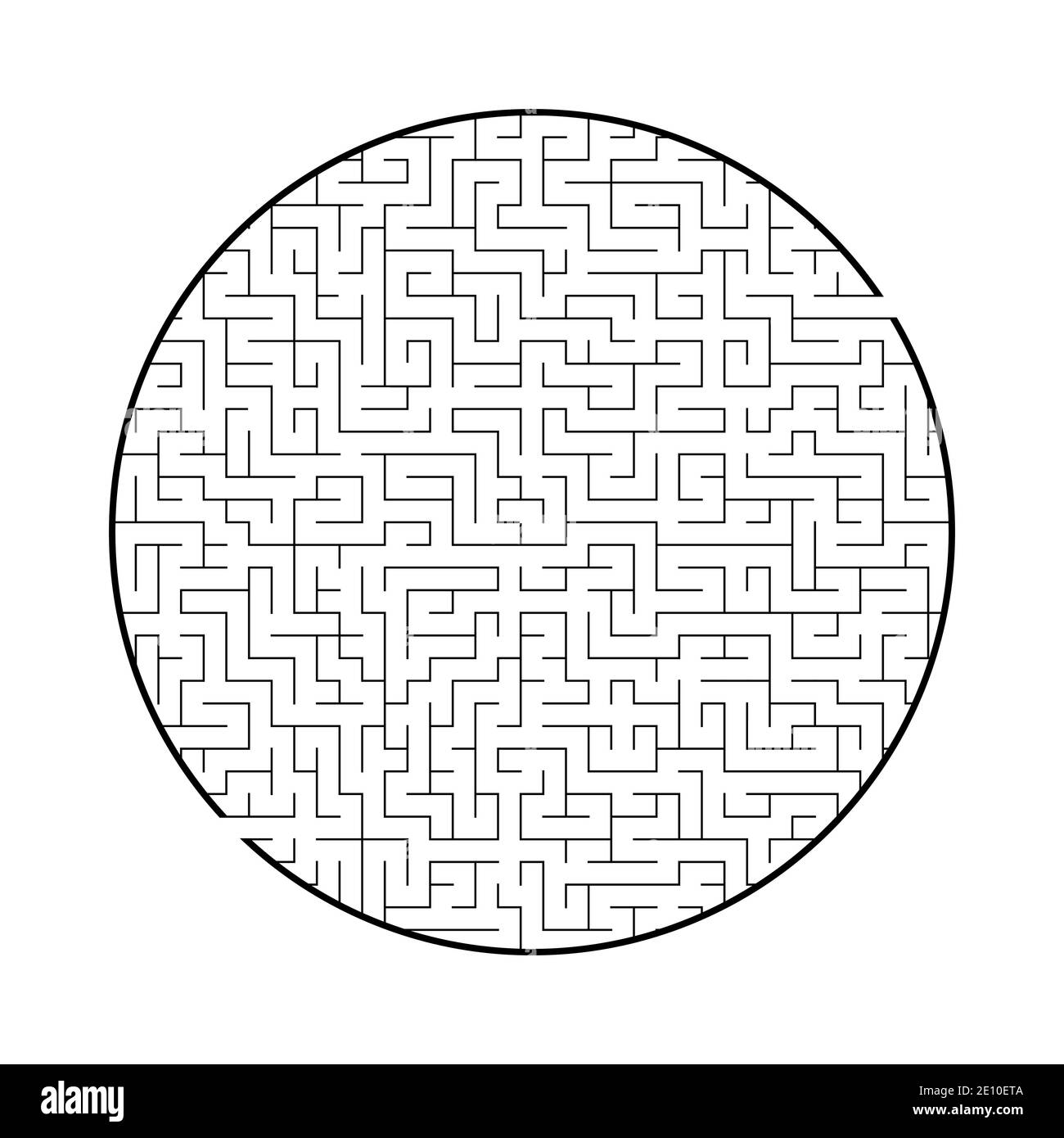 Labirinto rotondo grande e difficile. Gioco per bambini e adulti. Puzzle per bambini. Tamburo a labirinto. Illustrazione vettoriale piatta isolata su sfondo bianco Illustrazione Vettoriale