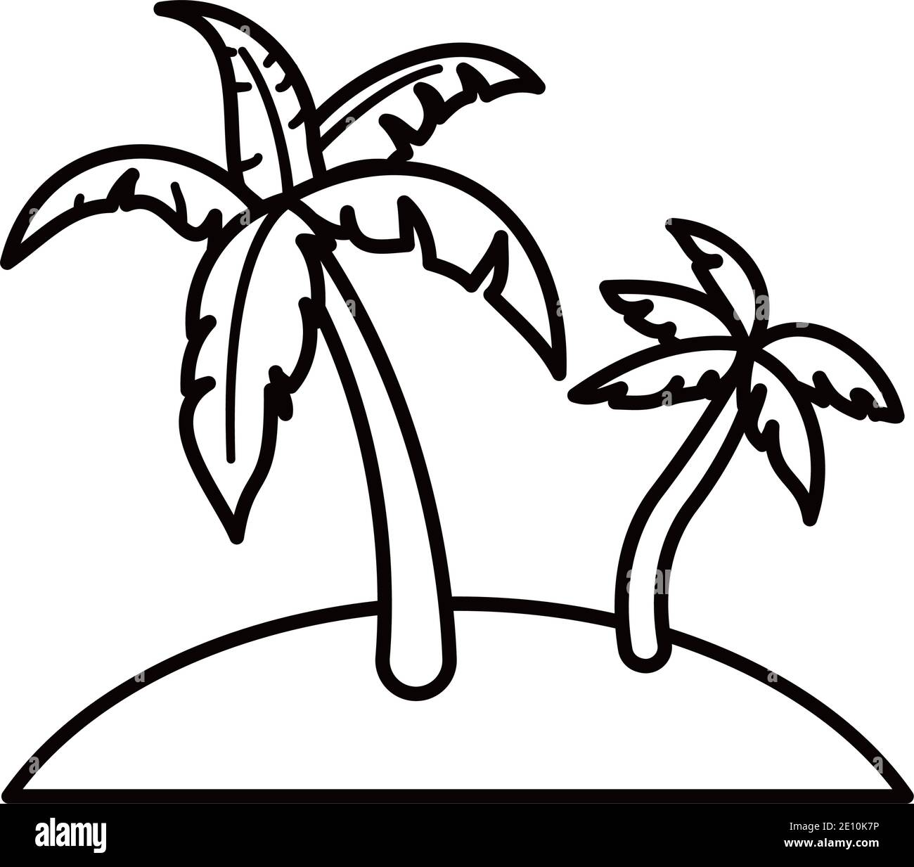 Isola tropicale con la linea di palme vettore icona Illustrazione Vettoriale