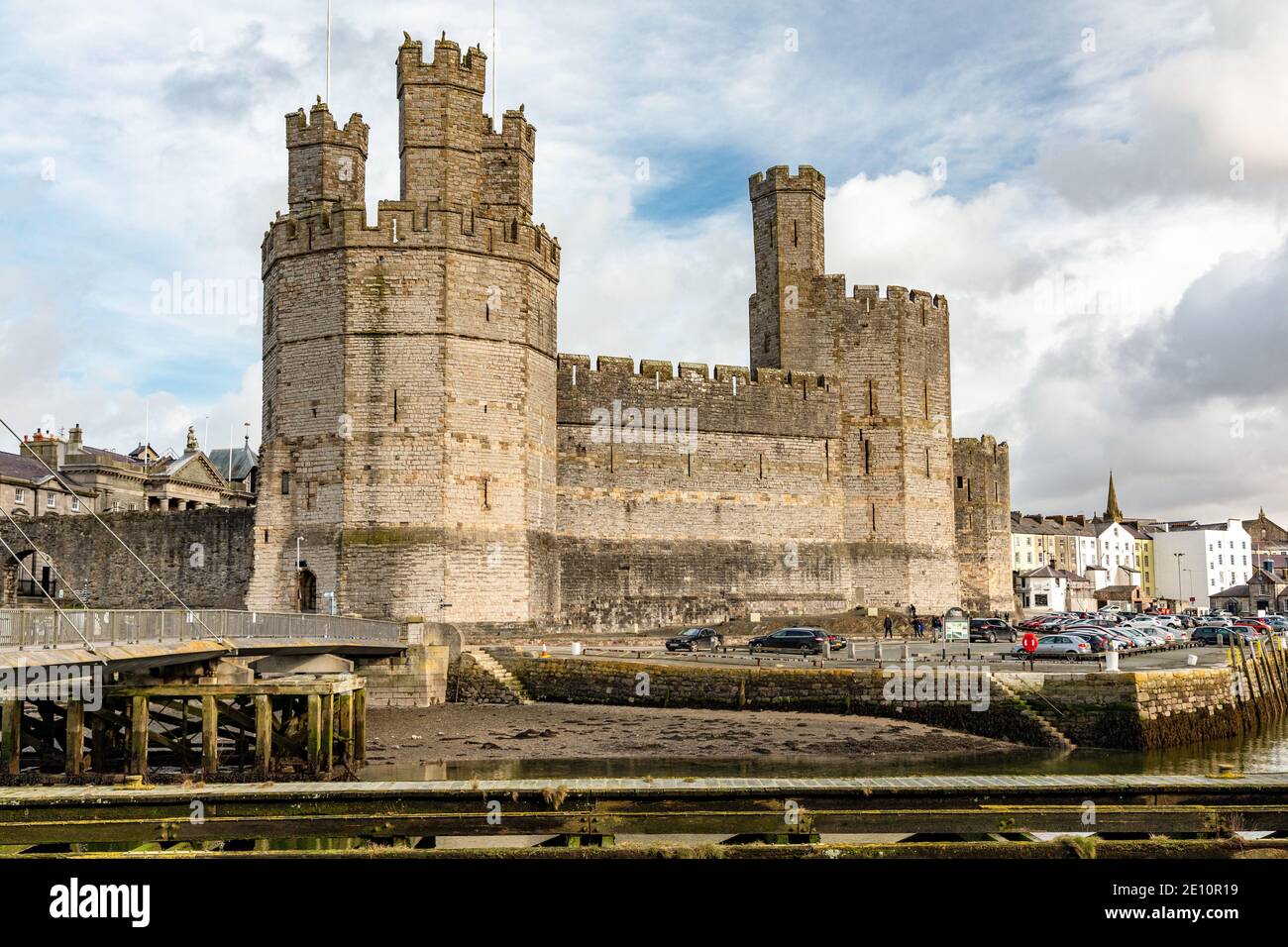 Caernarfon Castle, Gwynedd, il Galles del Nord Foto Stock