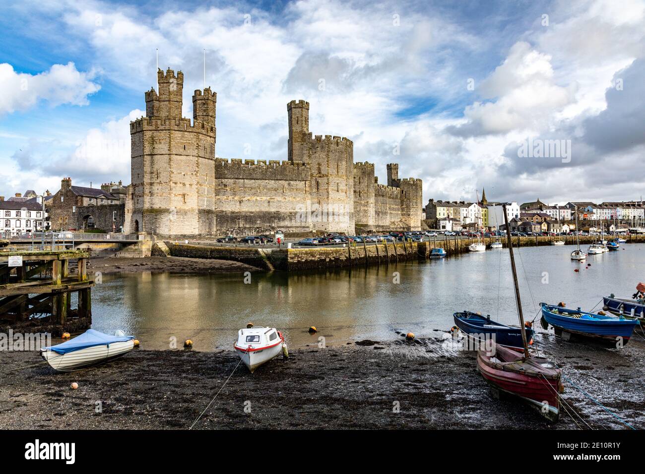 Caernarfon Castle, Gwynedd, il Galles del Nord Foto Stock