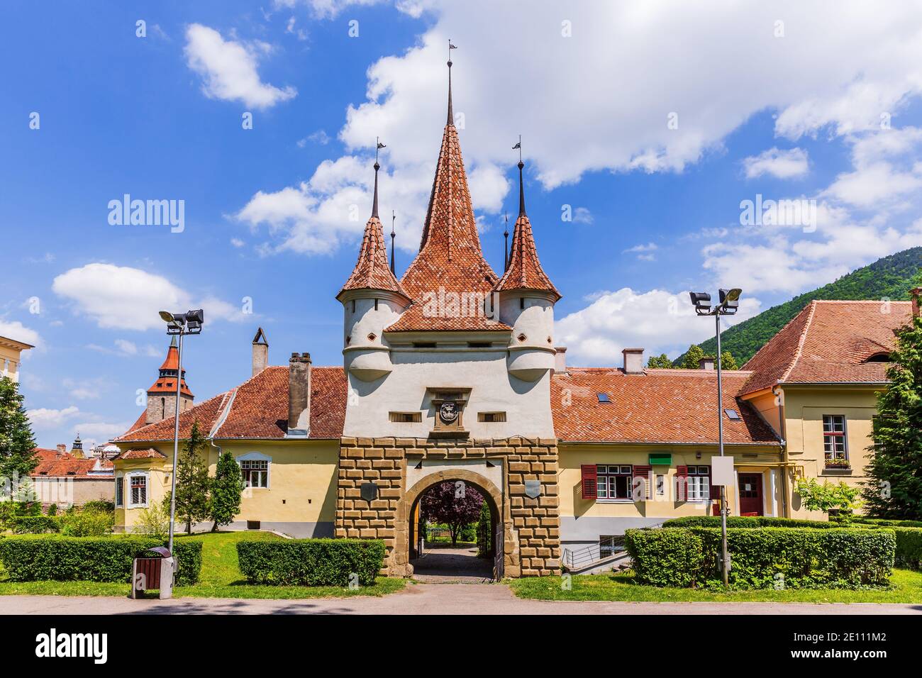 Brasov, Romania. Porta di Caterina. Porta della città dai tempi medievali. Foto Stock