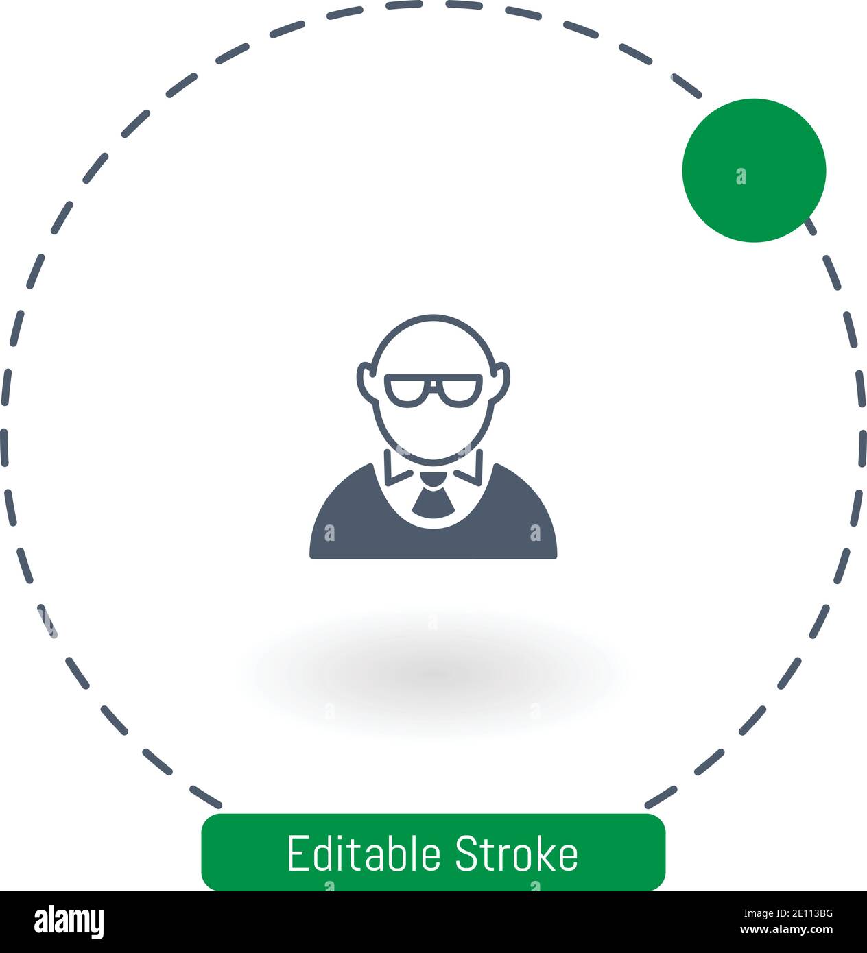 uomo calvo con occhiali icona vettore tratto modificabile icone contorno per il web e i dispositivi mobili Illustrazione Vettoriale