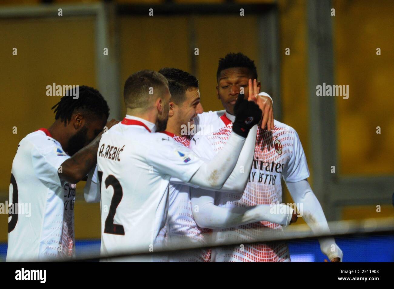 Benevento, Italia. 3 gennaio 2021. EXULTATION AC MILAN durante Benevento Calcio vs AC Milan, Serie calcistica italiana A match in benevento, Italy, January 03 2021 Credit: Independent Photo Agency/Alamy Live News Foto Stock