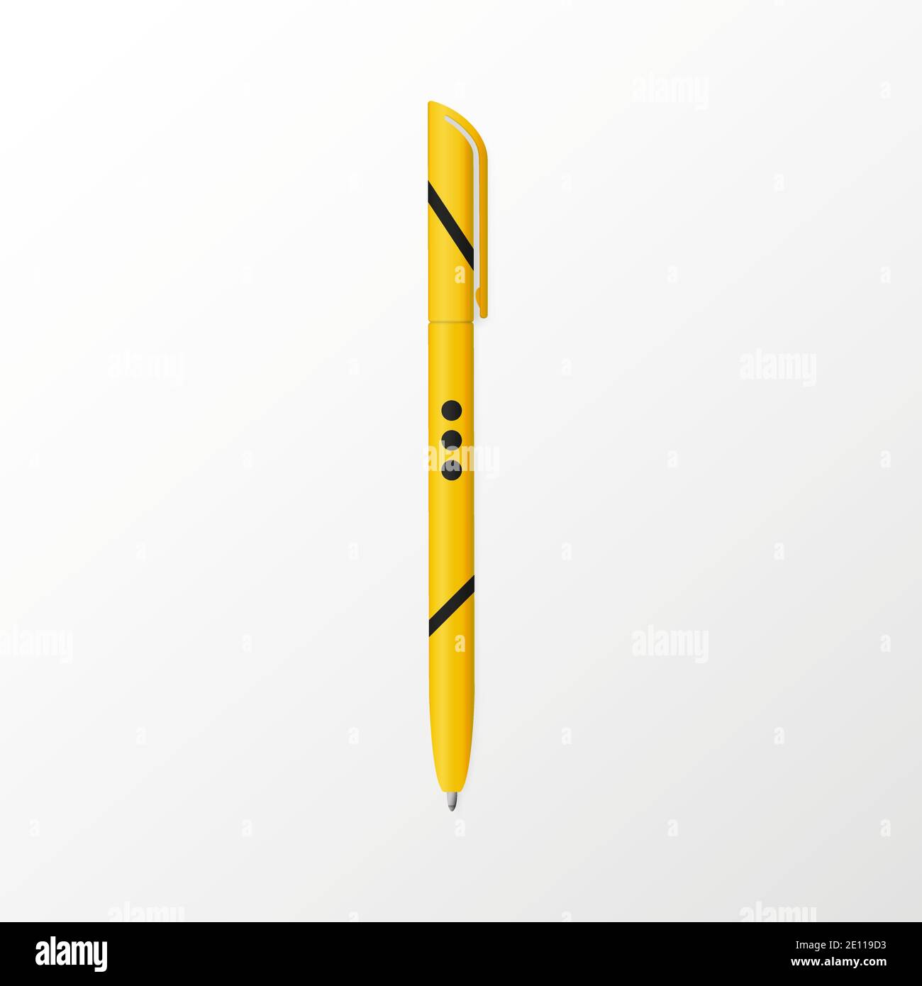 Layout realistico. Penna in giallo e nero corporate colori per annotare le vostre idee. La progettazione vettoriale è adatta per grandi aziende e grandi aziende, AS Illustrazione Vettoriale