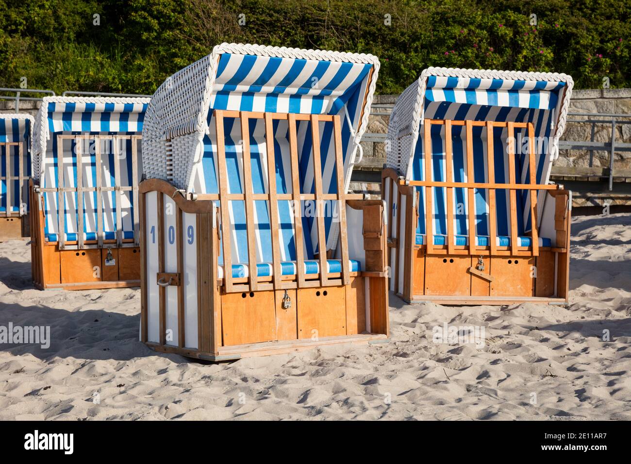 Sedia da spiaggia, Mar Baltico, Meclemburgo-Pomerania occidentale, Germania, Europa Foto Stock