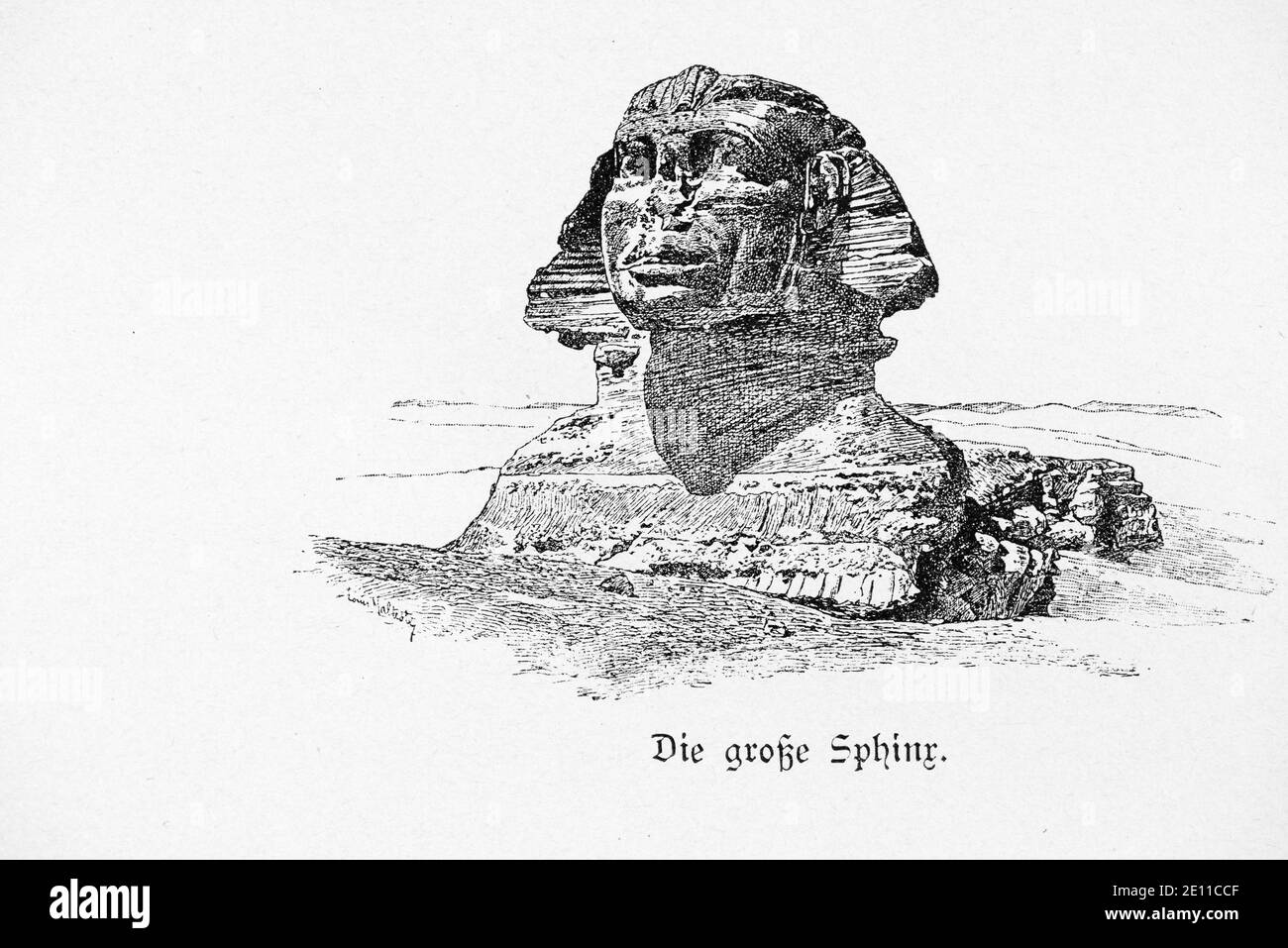 'Die große Sphinx', grande statua della sfinge a Giza, il Cairo, Egitto, illustrazione da 'Die Hauptstädte der Welt.' Breslau circa 1987 Foto Stock