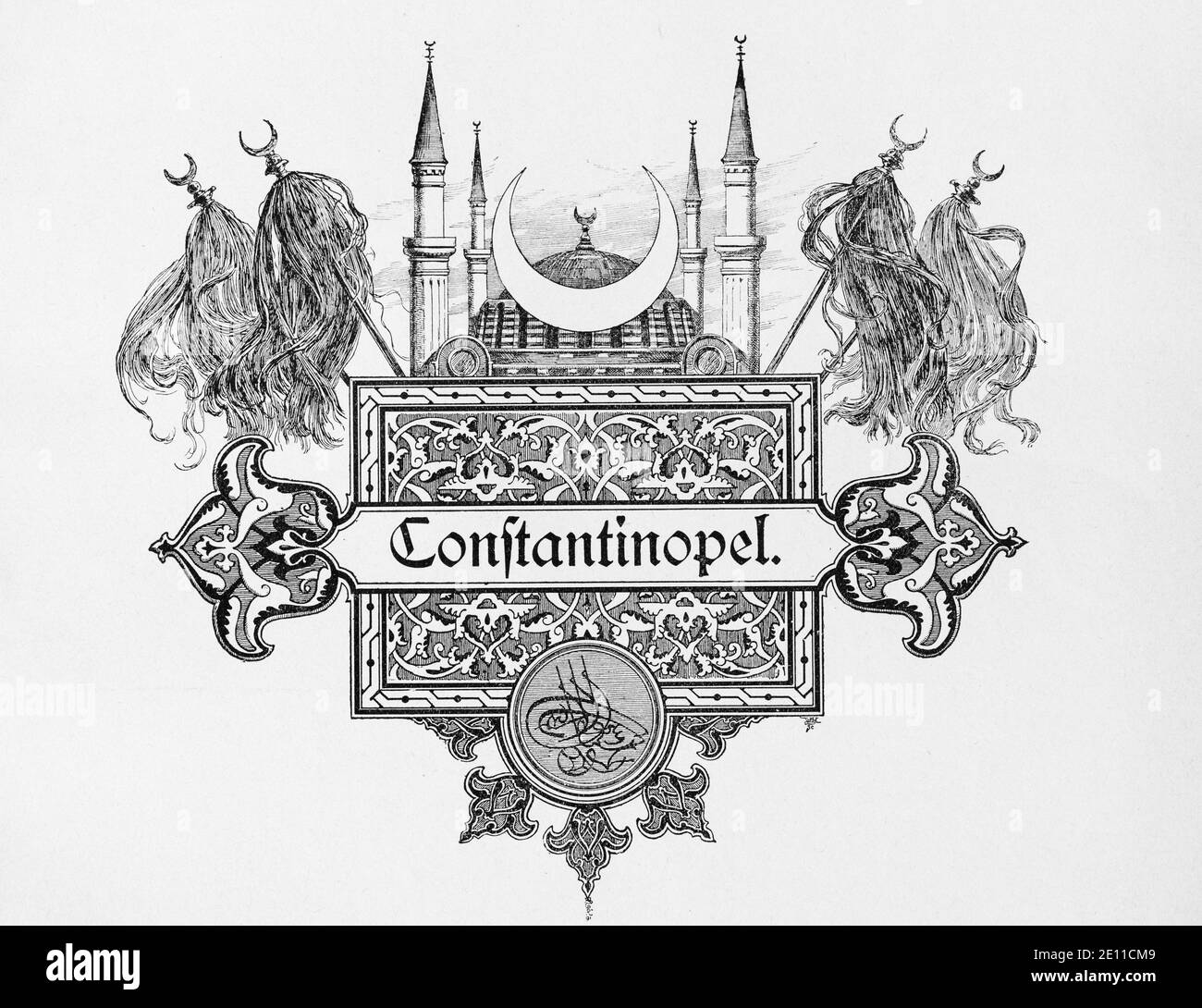 Disegno pittografico per la capitale Constantinopel, Turchia, illustrazioni da 'Die Hauptstädte der Welt', Brelasu circa 1897 Foto Stock