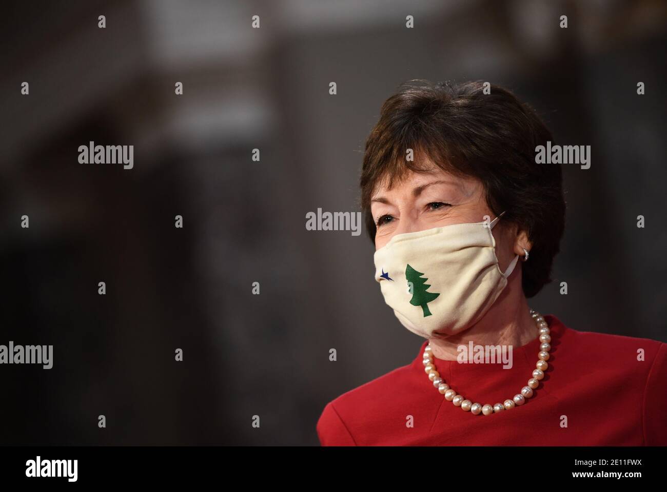 Washington, Stati Uniti d'America. 3 gennaio 2021. Il senatore degli Stati Uniti Susan Collins (repubblicano del Maine), partecipa a un simulacro di giuramento per il 117° Congresso con il Vice Presidente Mike Pence, nelle Camere del Vecchio Senato presso il Campidoglio degli Stati Uniti a Washington, DC domenica 3 gennaio 2021. Credit: Kevin Dietsch/Pool via CNP | Usage worldwide Credit: dpa/Alamy Live News Foto Stock