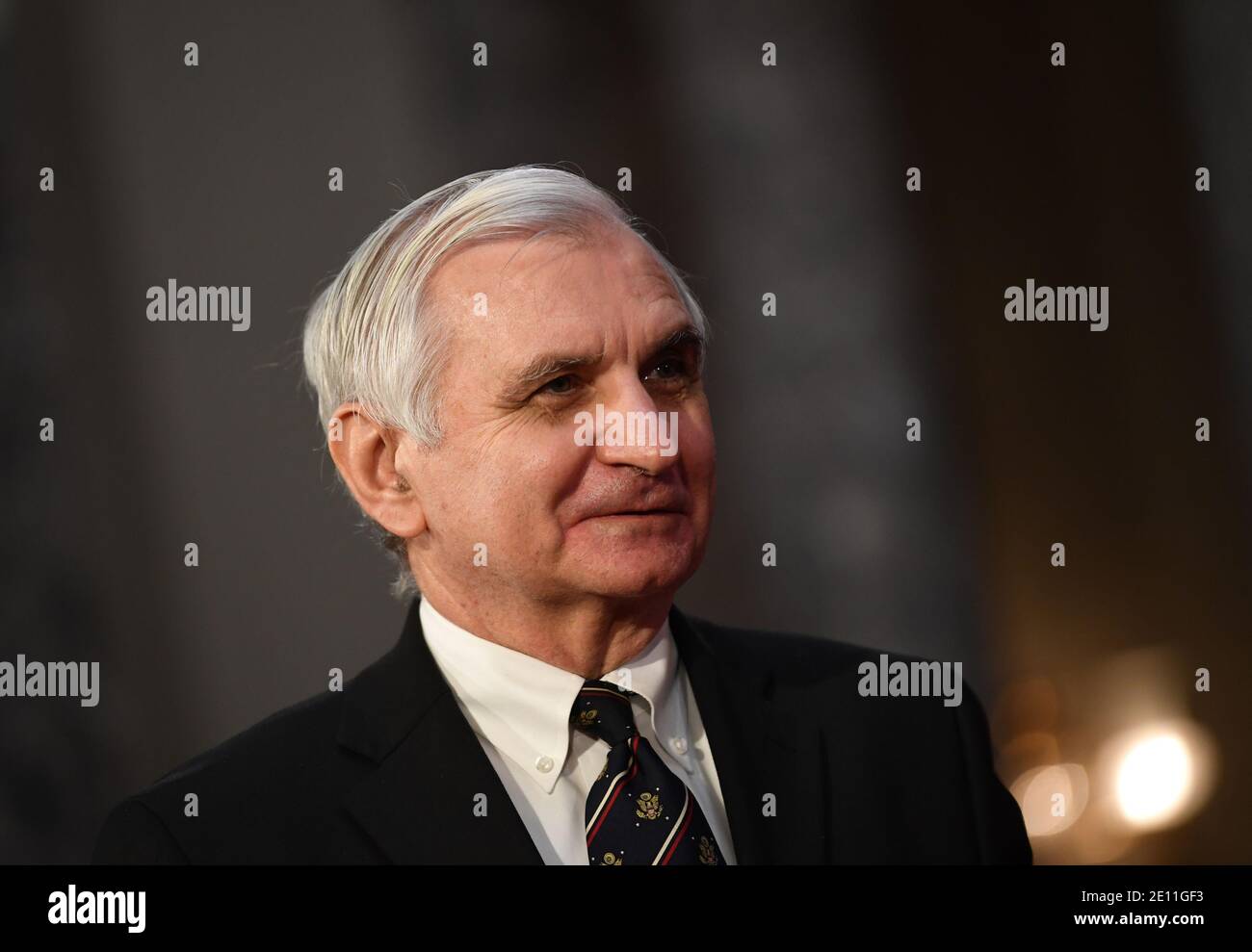 Washington, Stati Uniti. 3 gennaio 2021. Il Sen. Jack Reed, D-R.I., partecipa ad un simulacro di giuramento per il 117° Congresso con il Vice Presidente Mike Pence nelle Camere del Vecchio Senato presso il Campidoglio degli Stati Uniti a Washington, DC domenica 3 gennaio 2021. Foto di Kevin Dietsch/Pool/Sipa USA Credit: Sipa USA/Alamy Live News Foto Stock