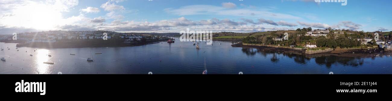 Falmouth porto da sopra cornovaglia Inghilterra regno unito fotografia drone aereo Foto Stock