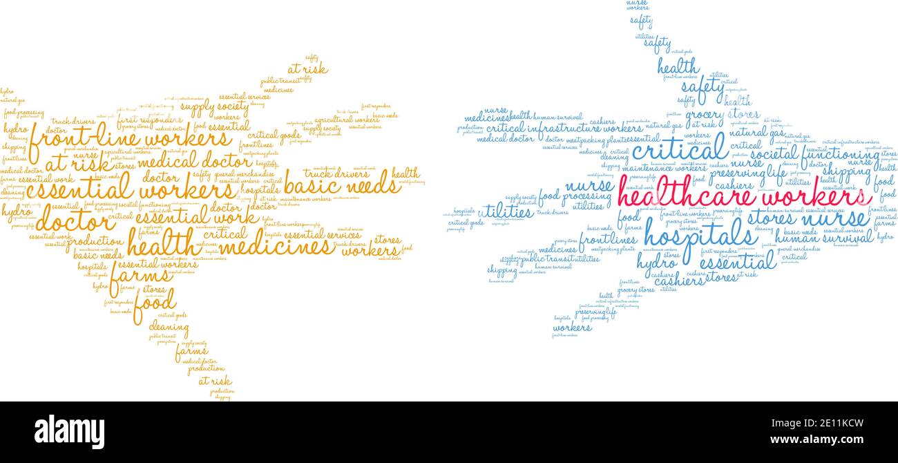 Gli operatori sanitari hanno una parola nuvola su sfondo bianco. Illustrazione Vettoriale