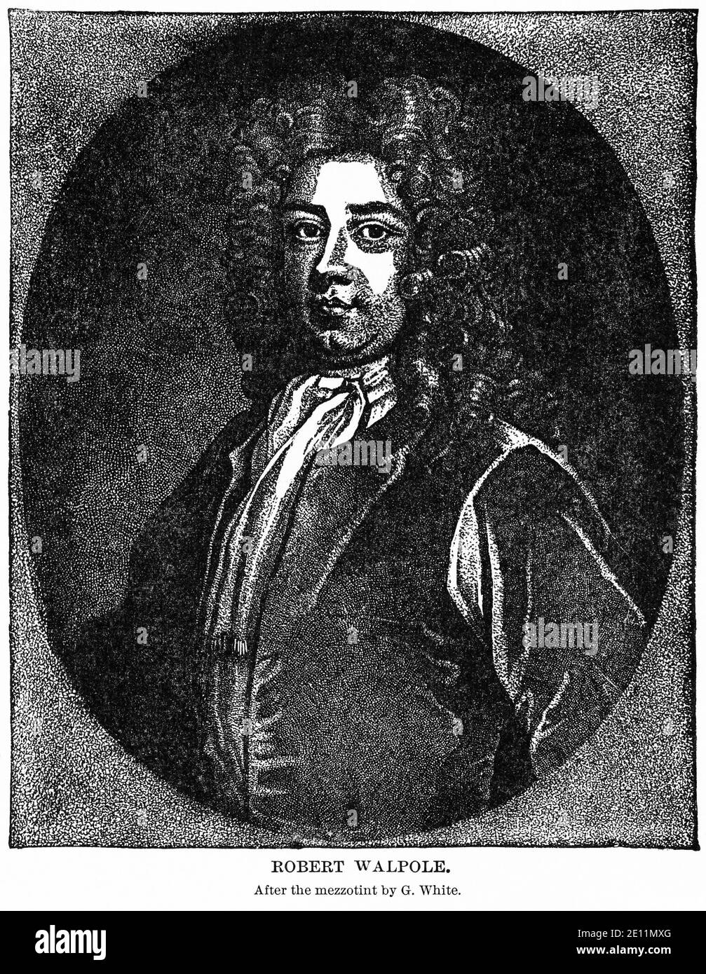 Robert Walpole, dopo il mezzotint di G. White, Illustrazione, Storia del mondo di Ridpath, Volume III, di John Clark Ridpath, LL. D., Merrill & Baker Publishers, New York, 1897 Foto Stock