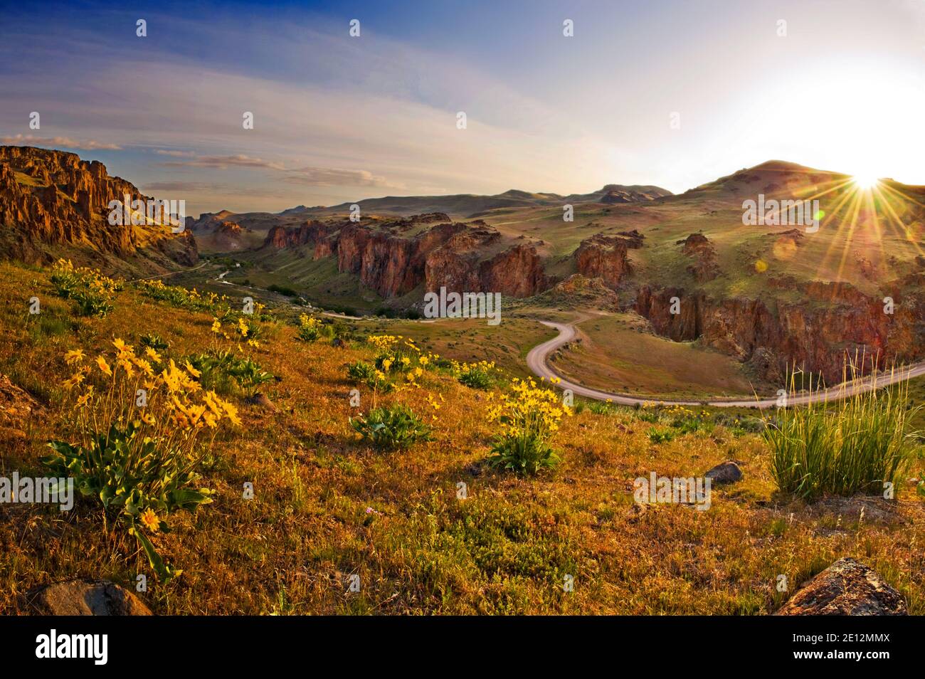 Alba nella zona naturale statale di Succor Creek dell'Oregon Foto Stock