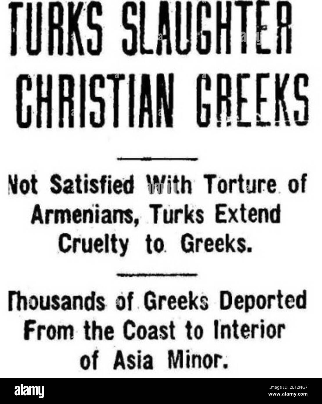 'Turks Slaughter Christian Greek', Lincoln Daily Star, 19 ottobre 1917 Foto Stock