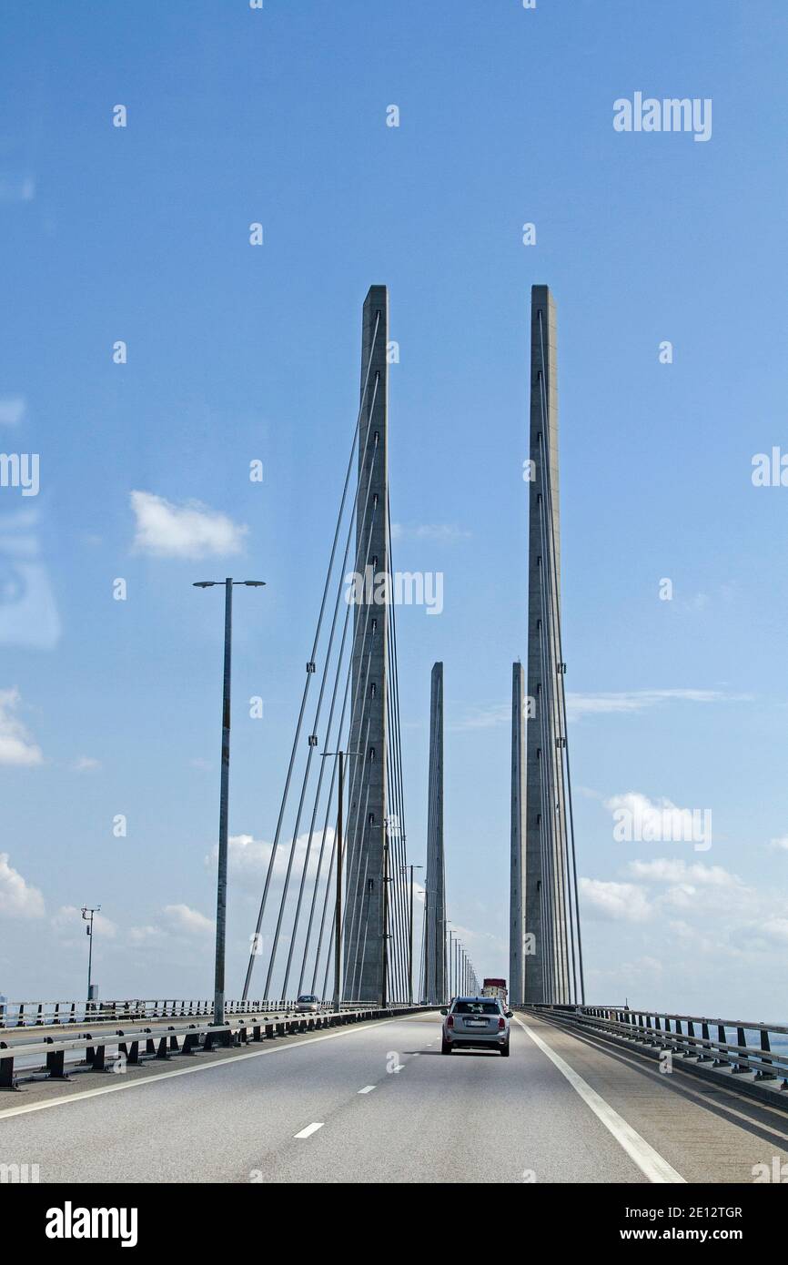 Il ponte Oeresund collega la capitale danese Copenhagen con la Svezia Foto Stock