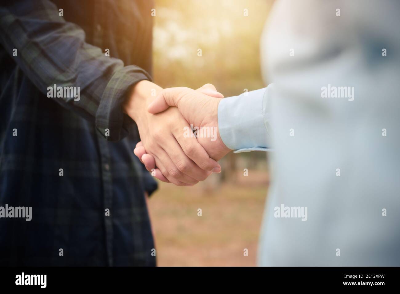 Shake mano primo piano concetto partner di business comunità amici persone Foto Stock