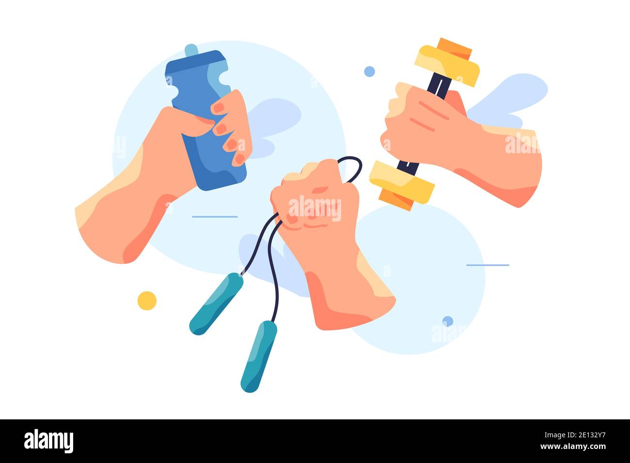 Concetto di attrezzature sportive mani femminili wrestling sport cose Illustrazione Vettoriale