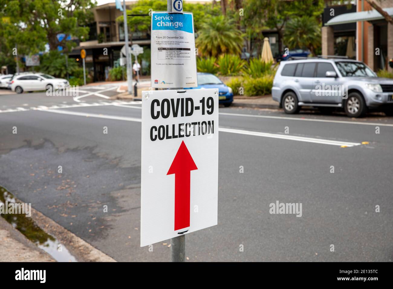 Covid 19, centro di raccolta e analisi del coronavirus ad Avalon La spiaggia di Sydney si è stabilita quando l'epidemia si è verificata ad Avalon Foto Stock