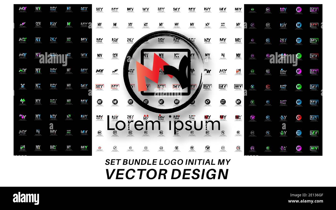 set di logo. lettera vettoriale m y isolata su sfondo bianco e nero Illustrazione Vettoriale