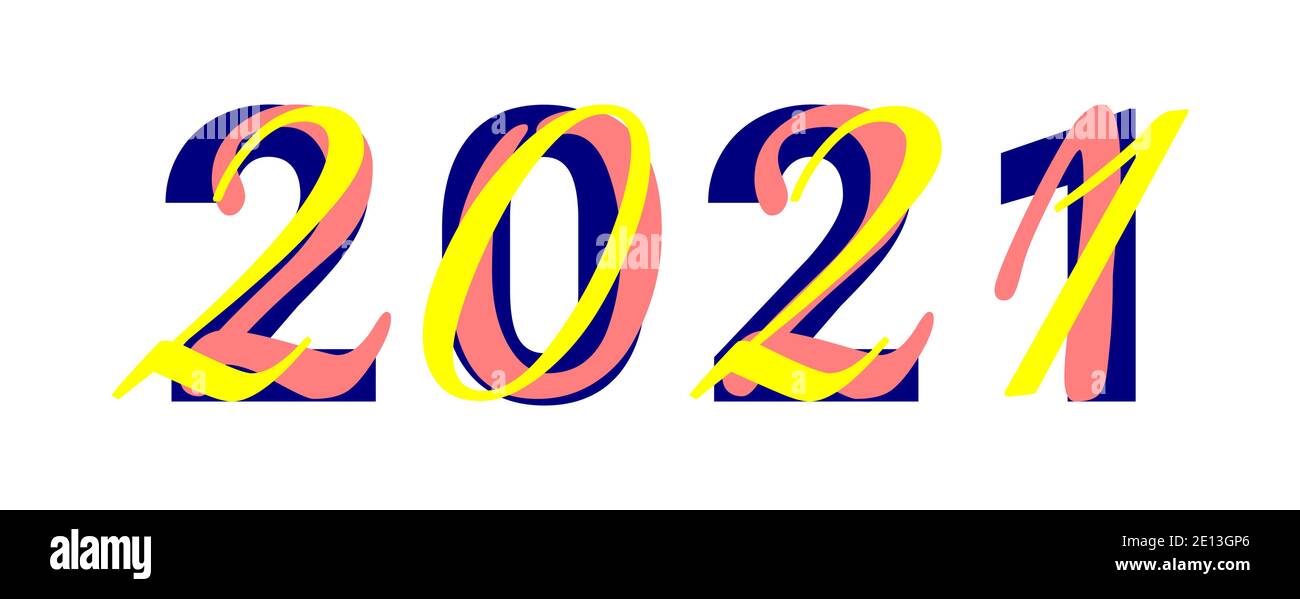 Vettore 2021 in stile font di massa Illustrazione Vettoriale