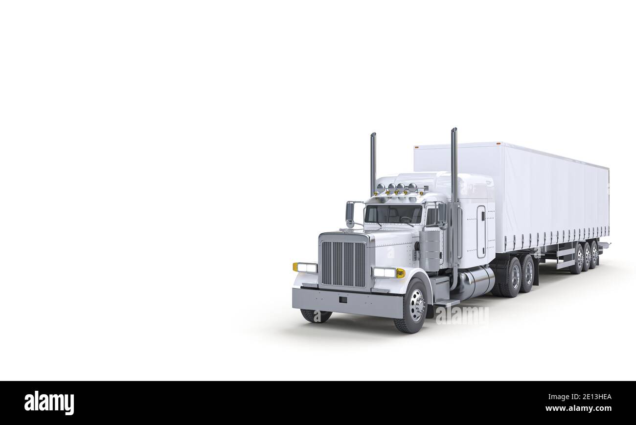 white truck per il trasporto. concetto di logistica e trasporto. rendering 3d Foto Stock