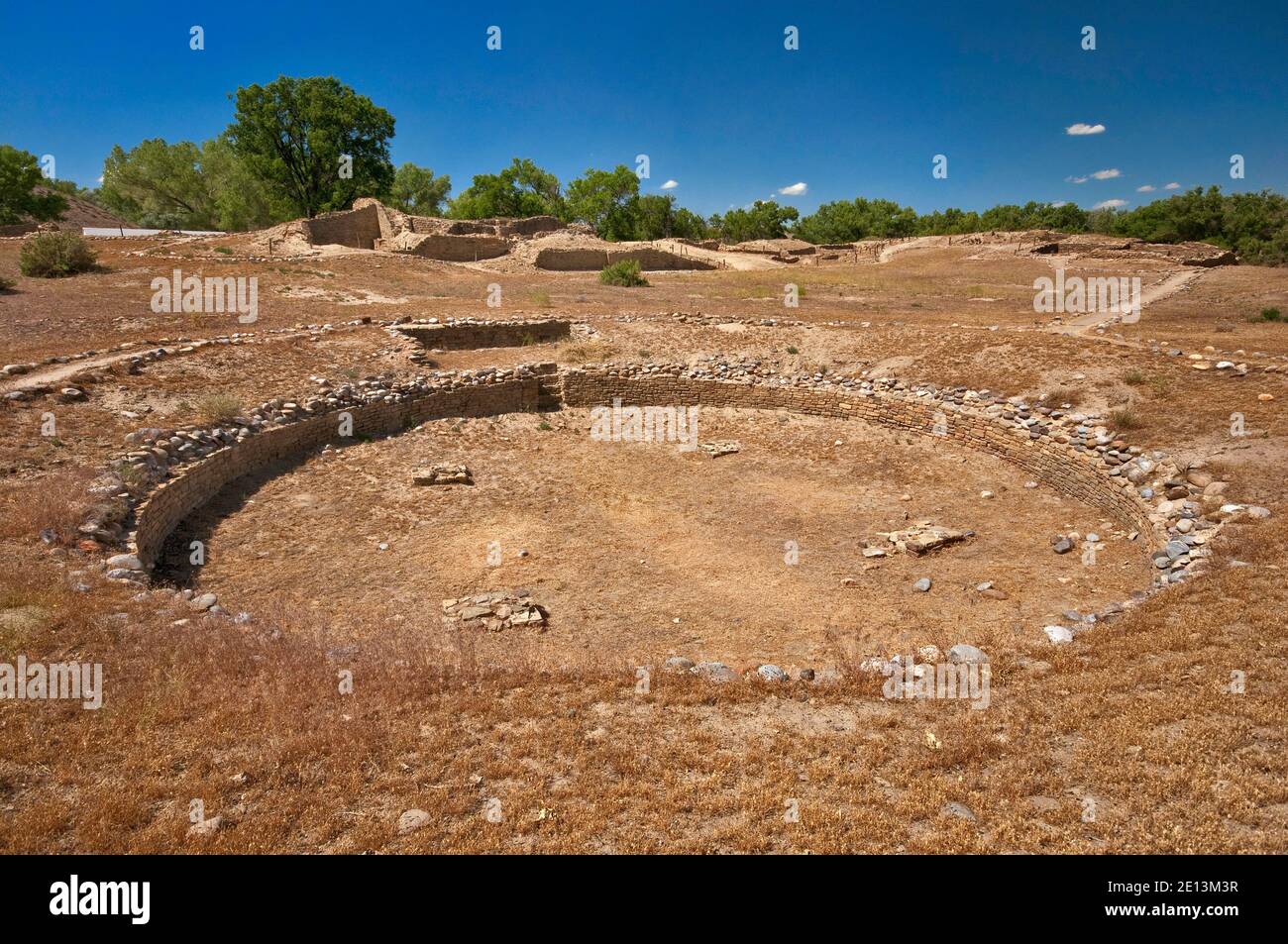 Grande Kiva alle rovine del salmone, Anasazi pueblo, a Bloomfield, New Mexico, USA Foto Stock