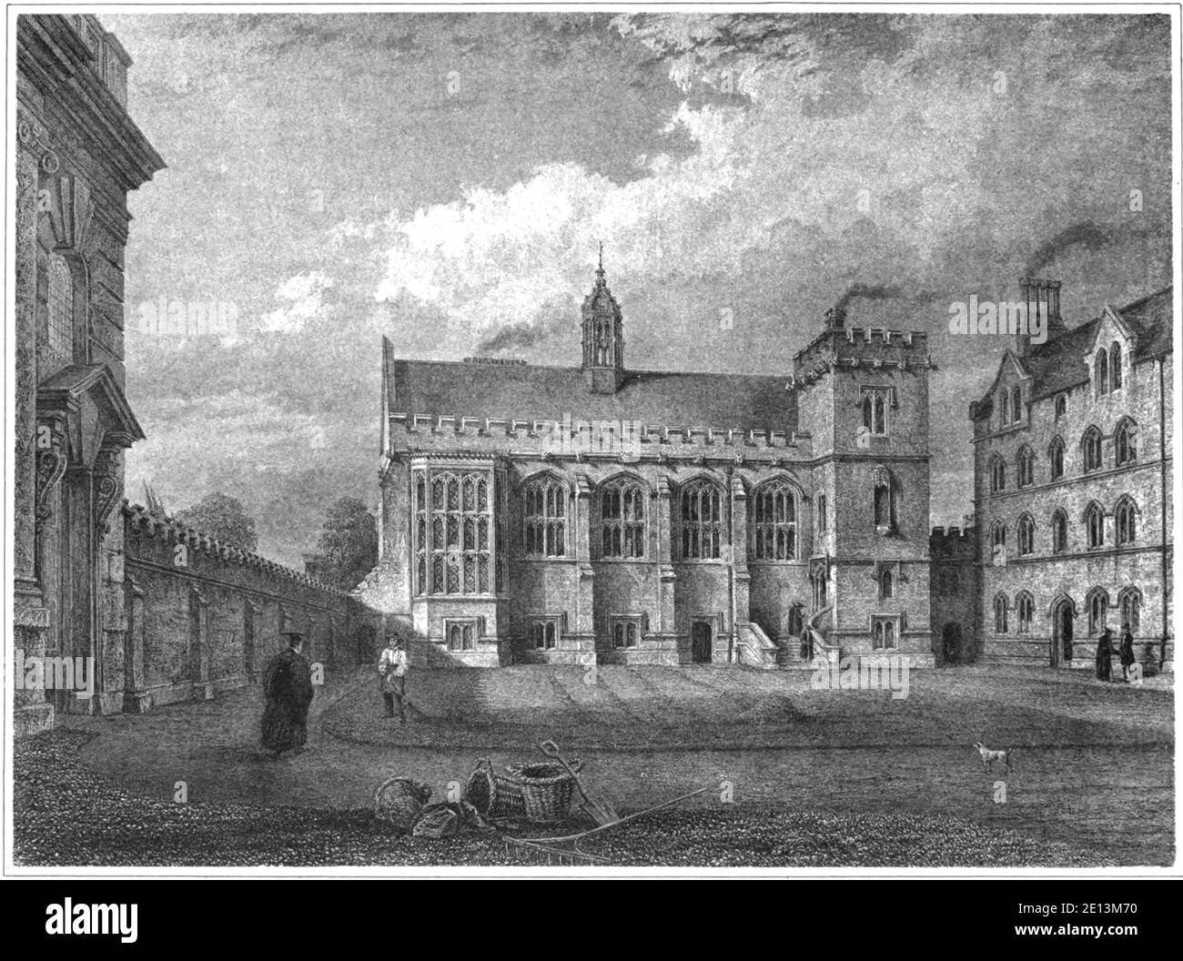 Stampa vintage del nuovo Hall Pembroke College, Oxford. Foto Stock