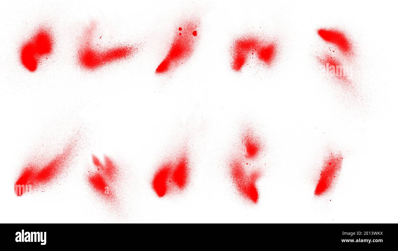 Bellissime spazzole rosse di esplosione isolate su sfondo bianco Foto Stock