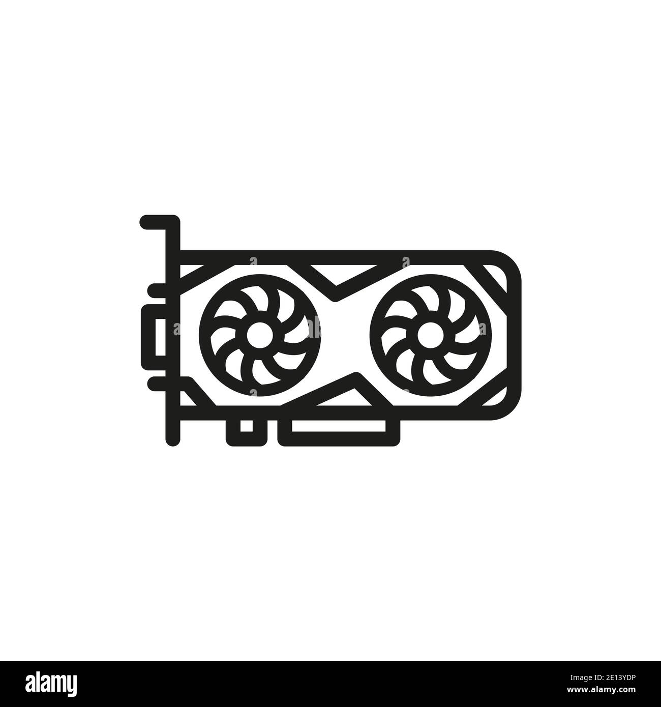 Icona vettoriale della scheda video del computer. Segno piatto riempito per il concetto mobile e il web design. Componenti del computer semplice icona a tinta unita. Simbolo, illustrazione del logo. Pixe Illustrazione Vettoriale