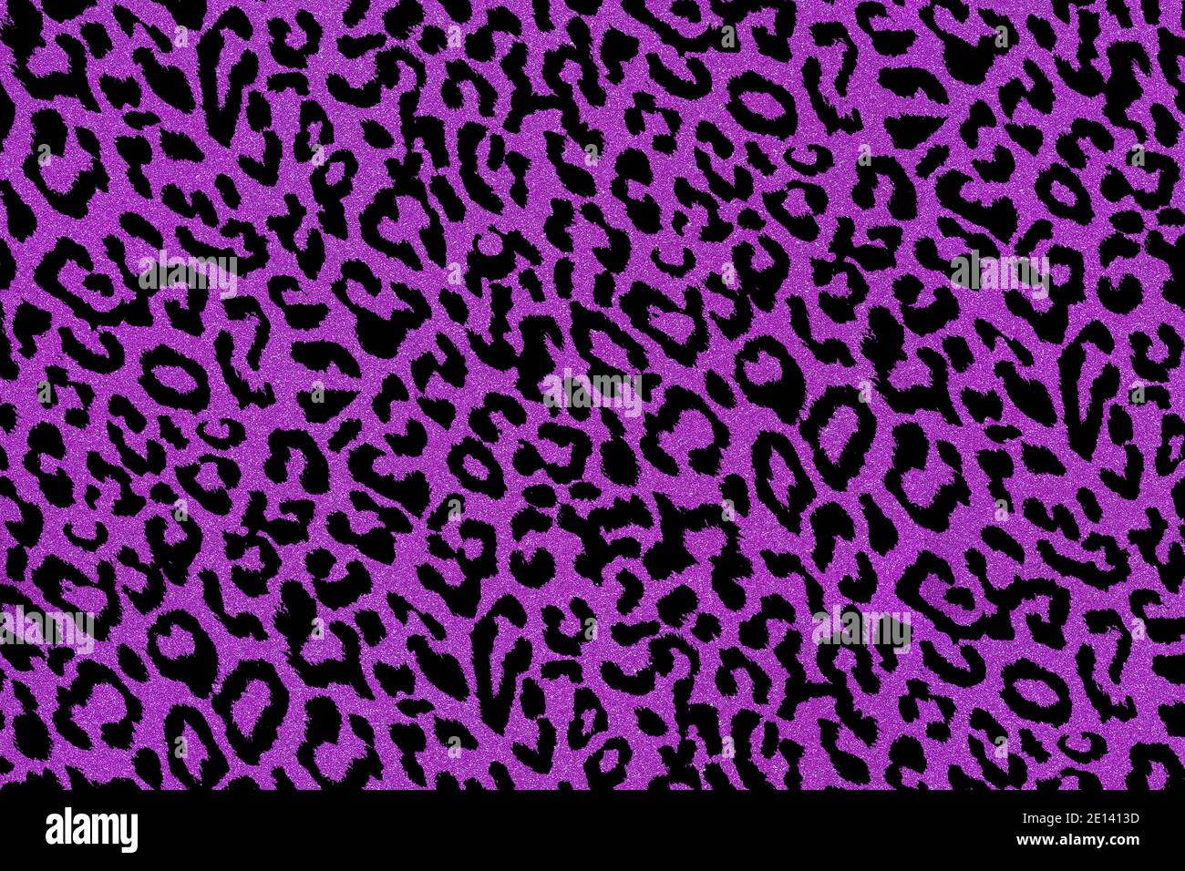 Immagine astratta di sfondo di una stampa di animale nero su un viola sfondo glitter Foto Stock