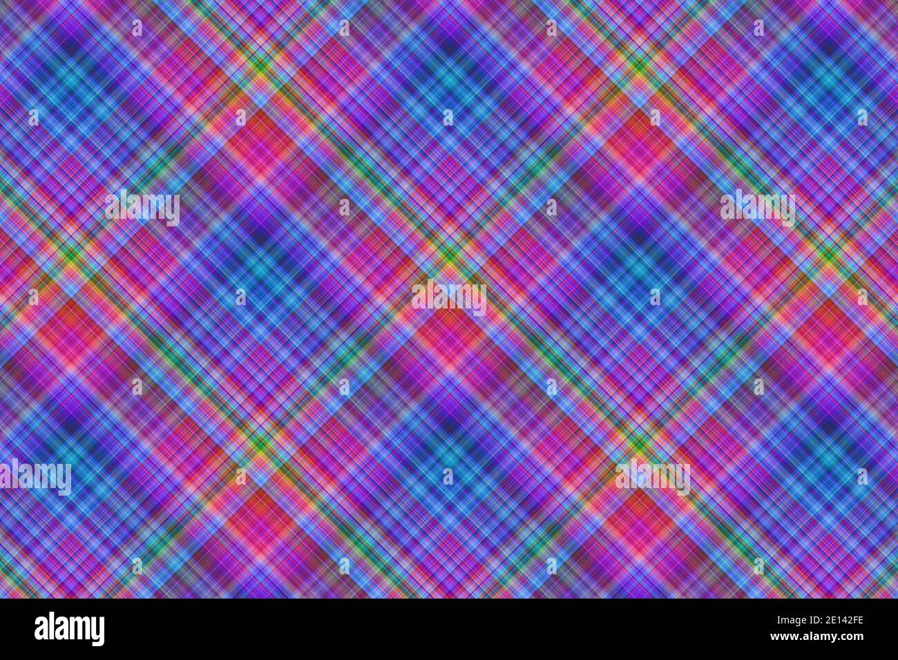 Immagine di fondo del motivo scozzese a plaid. Stampa tessitura a scacchi in rosa e blu. Foto Stock