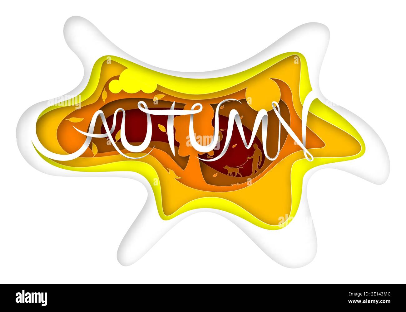 Autunno vettoriale in stile arte della carta Illustrazione Vettoriale