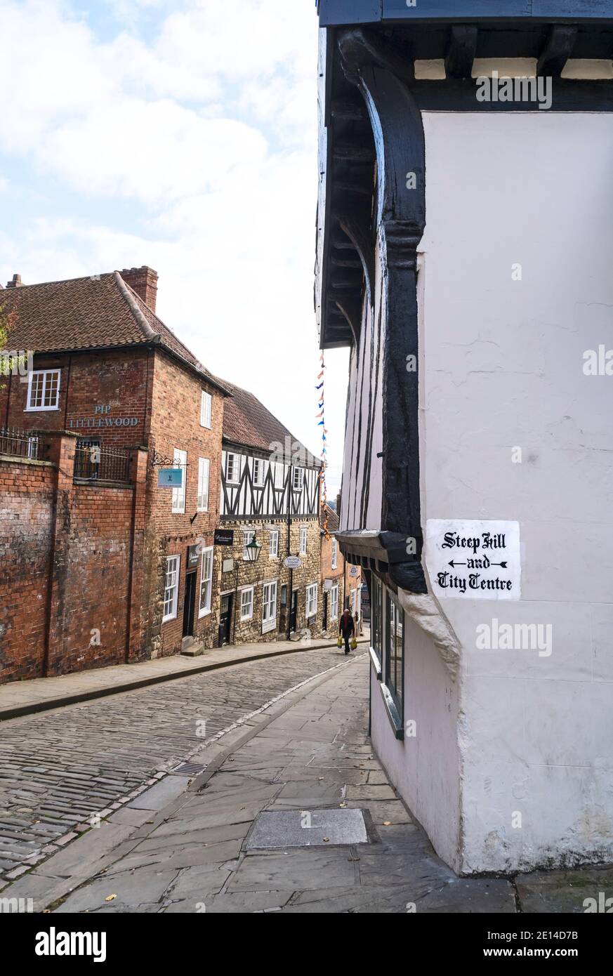 Ripida collina al centro città Lincoln ottobre 2020 Foto Stock