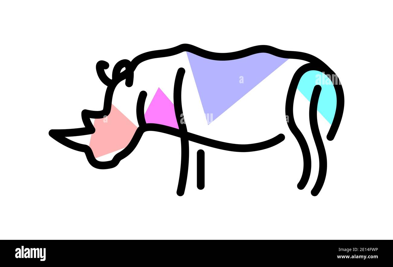 Rhinoceros vettoriale in stile riempimento forme Illustrazione Vettoriale