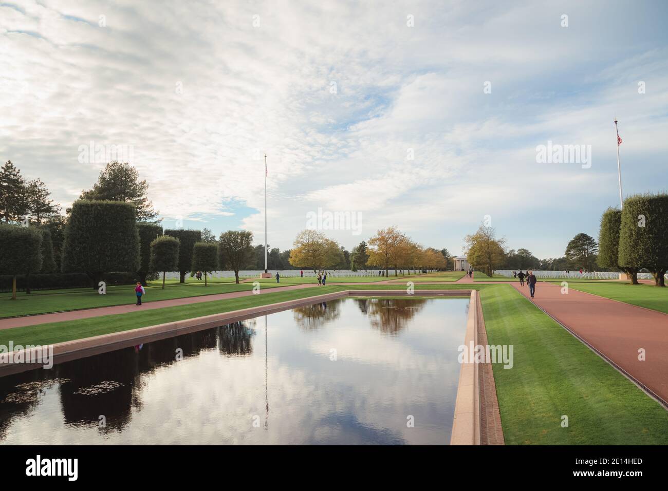 Il cimitero e memoriale americano della Normandia è un cimitero e monumento commemorativo della seconda guerra mondiale a Colleville-sur-Mer, Normandia, Francia, che onora il troo americano Foto Stock